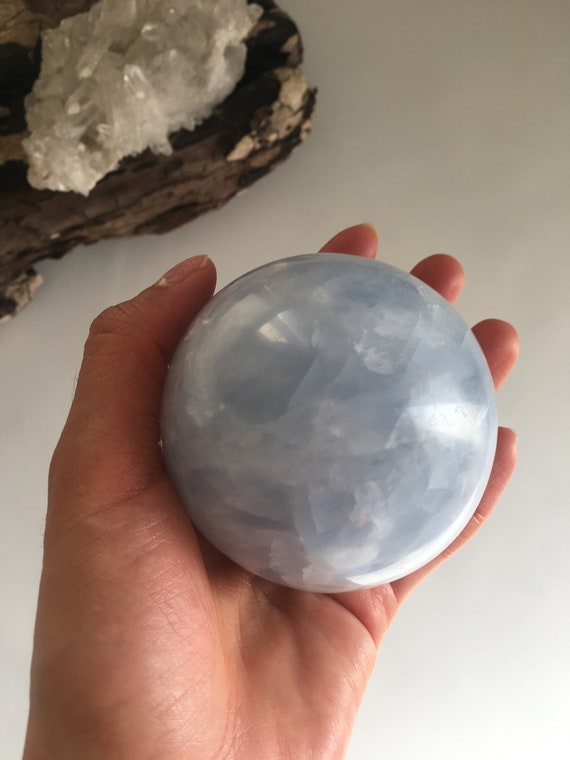 Large Blue Calcite Sphere, Blue Calcite, Polished Blue Calcite, Crystal Ball