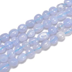 Natural Blue Lace Agate Pebble Nugget Beads Size 6-7mm 15.5'' Strand | Natural genuine chip Blue Lace Agate beads for beading and jewelry making.  #jewelry #beads #beadedjewelry #diyjewelry #jewelrymaking #beadstore #beading #affiliate #ad