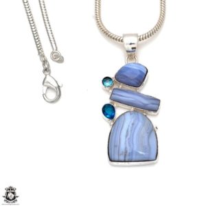 Blue Lace Agate Energy Healing Necklace • Crystal Healing Necklace • Minimalist Necklace P8358 | Natural genuine Gemstone pendants. Buy crystal jewelry, handmade handcrafted artisan jewelry for women.  Unique handmade gift ideas. #jewelry #beadedpendants #beadedjewelry #gift #shopping #handmadejewelry #fashion #style #product #pendants #affiliate #ad