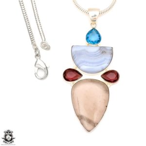 Shop Blue Lace Agate Pendants! Blue Lace Agate Gemstone Necklace • Healing Crystal Necklace • Birthstone Necklace P7125 | Natural genuine Blue Lace Agate pendants. Buy crystal jewelry, handmade handcrafted artisan jewelry for women.  Unique handmade gift ideas. #jewelry #beadedpendants #beadedjewelry #gift #shopping #handmadejewelry #fashion #style #product #pendants #affiliate #ad