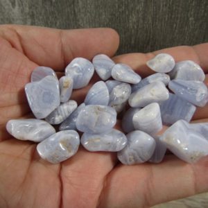 Shop Blue Lace Agate Stones & Crystals! Blue Lace Agate Tumbled Stone 1/2 inch + T108 | Natural genuine stones & crystals in various shapes & sizes. Buy raw cut, tumbled, or polished gemstones for making jewelry or crystal healing energy vibration raising reiki stones. #crystals #gemstones #crystalhealing #crystalsandgemstones #energyhealing #affiliate #ad