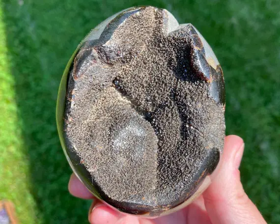 3.5" Septarian Druzy Dragon Egg,  Crystal Calcite Gemstone Oval Egg #4