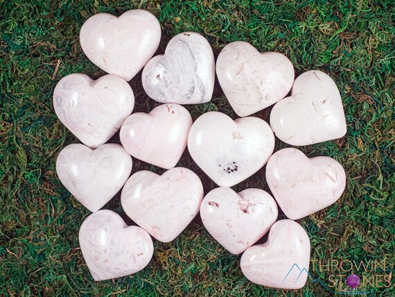 Mangano Calcite Crystal Heart, Pitted - Self Care, Mom Gift, Home Decor, Healing Crystals And Stones, E1888