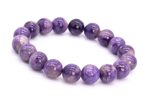 18 Pcs - 11-12mm Charoite Bracelet Grade Aa Genuine Natural Purple Round Gemstone Beads (115254)