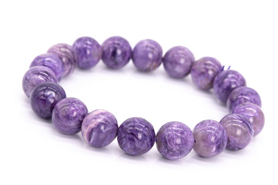 Genuine Natural Charoite Gemstone Beads 11mm Purple Cream Swirling Round Aa+ Quality Bracelet (115258h-3849)