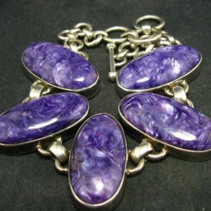 Oval Charoite AAA Quality Sterling Silver Bracelet From Russia – 8.3" | Natural genuine Array jewelry. Buy crystal jewelry, handmade handcrafted artisan jewelry for women.  Unique handmade gift ideas. #jewelry #beadedjewelry #beadedjewelry #gift #shopping #handmadejewelry #fashion #style #product #jewelry #affiliate #ad