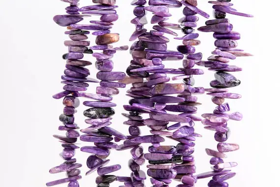 Genuine Natural Charoite Gemstone Beads 15x6x4mm Purple Stick Pebble Chip Aaa Quality Loose Beads (117430)