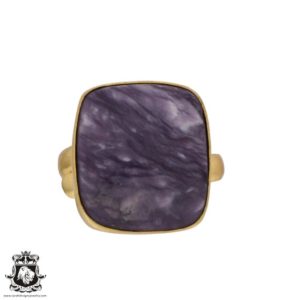 Shop Charoite Rings! Size 10.5 – Size 12 Charoite Ring Meditation Ring 24K Gold Ring GPR481 | Natural genuine Charoite rings, simple unique handcrafted gemstone rings. #rings #jewelry #shopping #gift #handmade #fashion #style #affiliate #ad