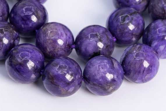 Treated Charoite Gemstone Beads 7-8mm Deep Purple Round A Quality Loose Beads (106268)