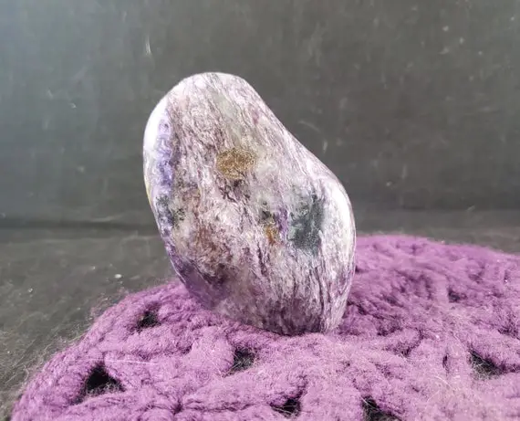 Charoite Freeform Standing Stone Polished Crystal Purple Stones Russian Display Cabinet Piece