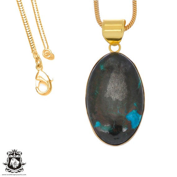 Chrysocolla Pendant Necklaces & Free 3mm Italian 925 Sterling Silver Chain Gph1242