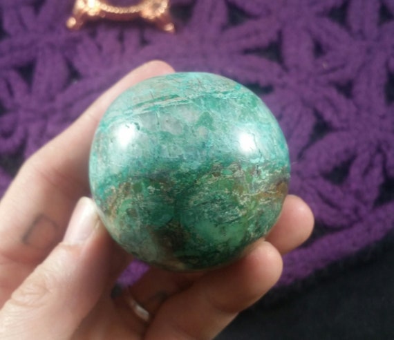 Chrysocolla Malachite Sphere Crystal Ball 48mm Stones Carved Crystals Polished Peruvian Blue Green Peru Carving Choose Your Stand