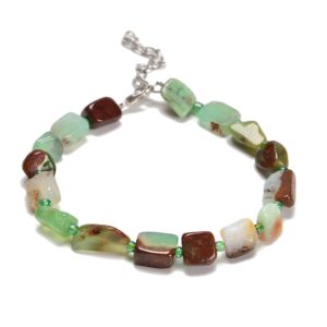 Shop Chrysoprase Chip & Nugget Beads! Chrysoprase Pebble Nugget Beaded Bracelet Silver Plated Clasp 8x10mm 7.5" Length | Natural genuine chip Chrysoprase beads for beading and jewelry making.  #jewelry #beads #beadedjewelry #diyjewelry #jewelrymaking #beadstore #beading #affiliate #ad
