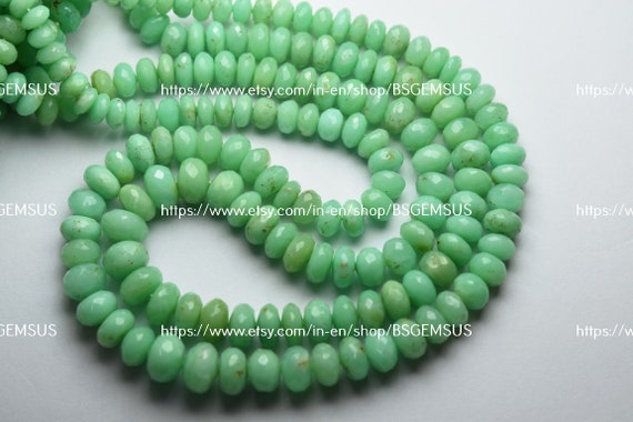 7 Inches Strand,natural Chrysoprase Faceted Rondelles, Size 6-9mm
