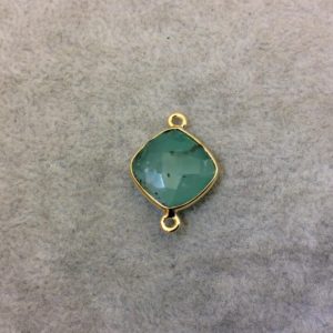 Shop Chrysoprase Faceted Beads! Gold Finish Faceted Chrysoprase  Diamond Shape Plated Copper Bezel Connector Component – ~ 12mm x 12mm – Sold Individually – RANDOM | Natural genuine faceted Chrysoprase beads for beading and jewelry making.  #jewelry #beads #beadedjewelry #diyjewelry #jewelrymaking #beadstore #beading #affiliate #ad