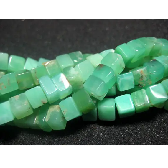 Chrysoprase Box Beads/ Gemstone Beads/ 7mm To 8mm Beads - Half Strand 8 Inches - 35 Pieces