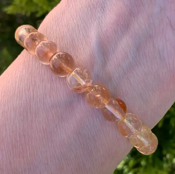 Citrine Bracelet - Genuine Stone - Round Beads - Stretchable - Natural Crystals - Healing Crystal - Meditation Stone - Jewelry Gift