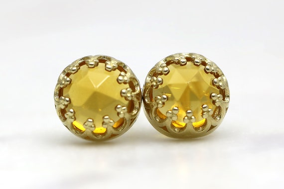 Citrine Earrings · November Birthstone Earrings · Heated Citrine Earrings · Gold Earrings · Yellow Quartz Jewelry · Earrings For Woman