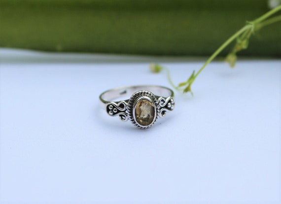 Citrine Ring, Citrine Gemstone Sterling Silver Ring, Engagement Ring, Dainty Rings, Promise Ring, November Birthstone Yellow Stone Ring