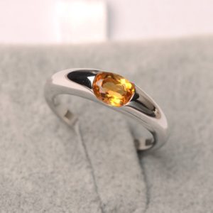 Citrine ring oval cut yellow gemstone November Birthstone ring white gold engagement ring for women | Natural genuine Array rings, simple unique alternative gemstone engagement rings. #rings #jewelry #bridal #wedding #jewelryaccessories #engagementrings #weddingideas #affiliate #ad