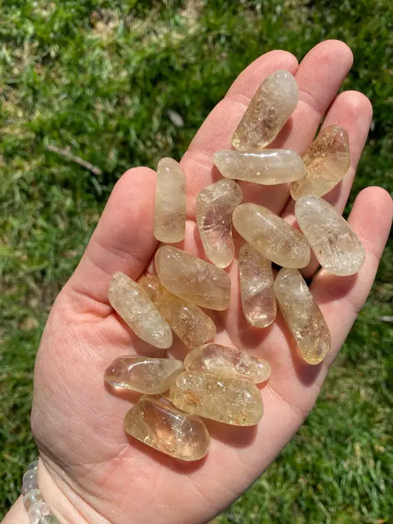 Natural Citrine Tumbled Point - Grade C - Multiple Sizes Available - Tumbled Natural Citrine Crystal - Yellow Gemstone - Non Heated Citrine