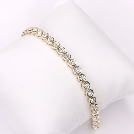 14k Diamond Bezel Tennis Bracelet / Tennis Bracelet / Diamond Bracelet / Diamond Bezel Bracelet / White Gold / Diamond Tennis Bracelet