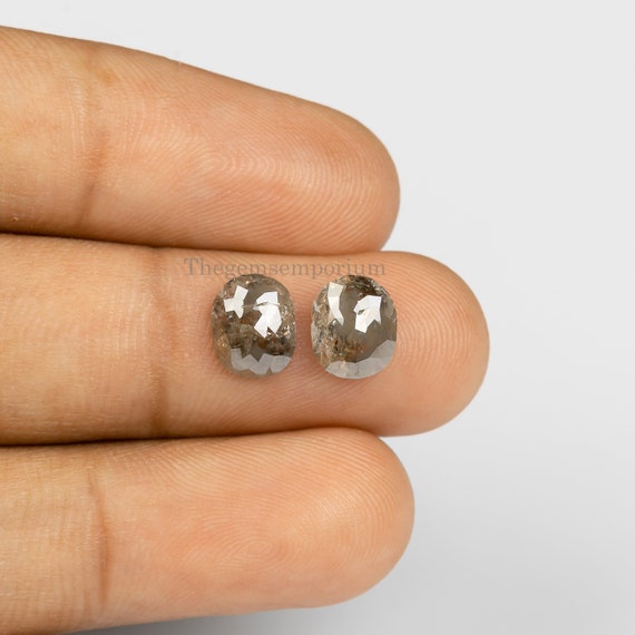 2.91ct. Grey Diamond Loose Gems, Rose Cut Gemstone, Oval Loose Diamond, Natural Diamond, Diamond Gemstone, Loose Diamond, Gemstone Cabochon
