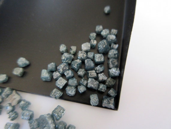2/5/20 Pieces  3mm To 3.5mm Blue Diamond Cubes Loose Rough Uncut Raw  Earth Mined Box Shape Diamonds Irradiated Blue Diamonds, Sku-dd1405