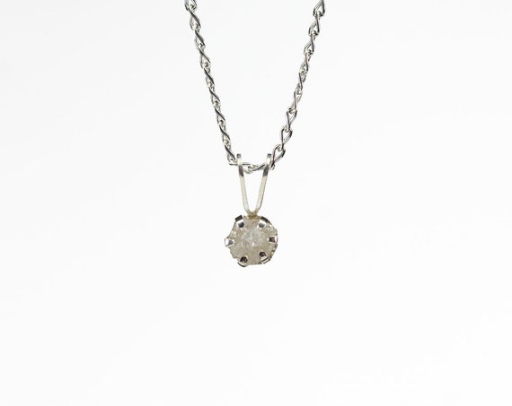 5mm Pendant Necklace With White Rough Diamond - Sterling Silver - Natural Raw Diamond Conflict Free - April Birthstone