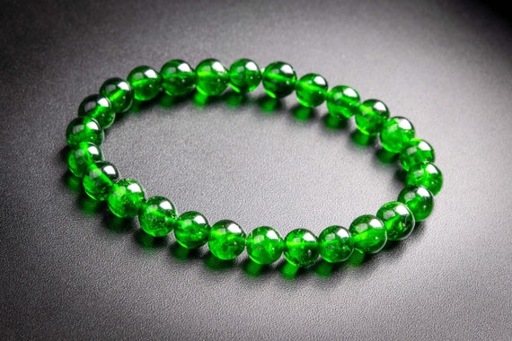 26 Pcs - 7mm Transparent Chrome Diopside Bracelet Intense Forest Green Siberian Emerald Aaaaa Genuine Natural Round Beads (117792h-3970)