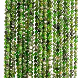 Shop Diopside Faceted Beads! 110 Pcs – 2-3MM Snow Cover Chrome Diopside Beads Russia Grade A Genuine Natural Faceted Round Gemstone Loose Beads (117515) | Natural genuine faceted Diopside beads for beading and jewelry making.  #jewelry #beads #beadedjewelry #diyjewelry #jewelrymaking #beadstore #beading #affiliate #ad