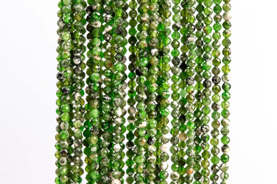 110 Pcs - 2-3mm Snow Cover Chrome Diopside Beads Russia Grade A Genuine Natural Faceted Round Gemstone Loose Beads (117515)