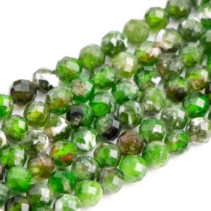 Shop Diopside Faceted Beads! Genuine Natural Snow Cover Chrome Diopside Loose Beads Russia Faceted Round Shape 3mm | Natural genuine faceted Diopside beads for beading and jewelry making.  #jewelry #beads #beadedjewelry #diyjewelry #jewelrymaking #beadstore #beading #affiliate #ad