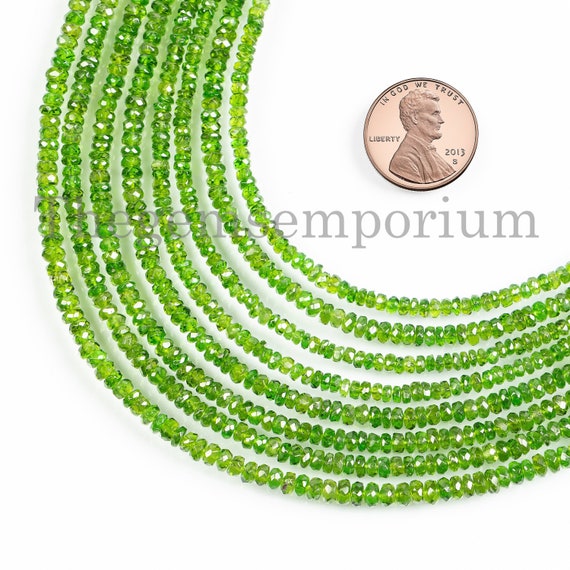 Top Quality Chrome Diopside Faceted Rondelle Beads,2.5-4mm Chrome Diopside Beads,  Rondelle  Beads, Chrome Diopside Rondelle, Gemstone Beads