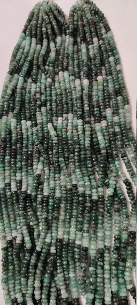 Natural Emerald Shaded Beads Smooth Beads 13" Beads Strand | Natural Emerald Beads | Smooth Emerald Beads| 4- 6 Mm