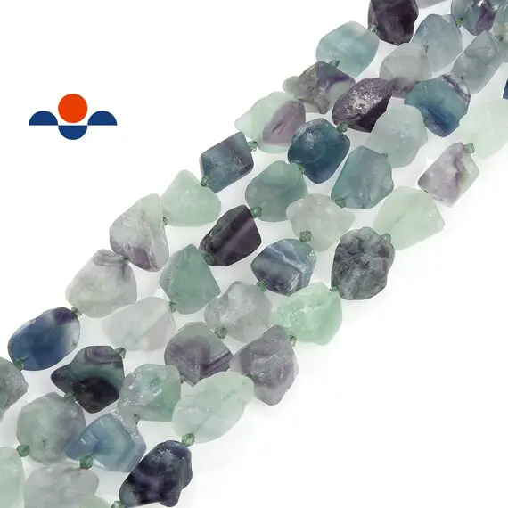 Fluorite Matte Rough Nugget Beads Approx 18x25mm 15.5" Strand
