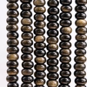 Shop Obsidian Rondelle Beads! Genuine Natural Golden Obsidian Gemstone Beads 8x5MM Rondelle A Quality Loose Beads (117572) | Natural genuine rondelle Obsidian beads for beading and jewelry making.  #jewelry #beads #beadedjewelry #diyjewelry #jewelrymaking #beadstore #beading #affiliate #ad