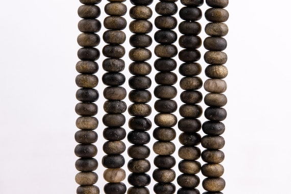 Genuine Natural Golden Obsidian Gemstone Beads 6x4mm Matte Brown Rondelle A Loose Beads (117571)
