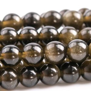 Shop Golden Obsidian Beads! Genuine Natural Golden Obsidian Gemstone Beads 4MM Brown Round AA Quality Loose Beads (117589) | Natural genuine round Golden Obsidian beads for beading and jewelry making.  #jewelry #beads #beadedjewelry #diyjewelry #jewelrymaking #beadstore #beading #affiliate #ad