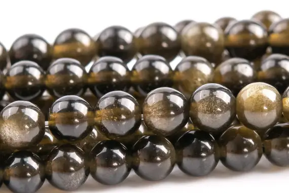 Genuine Natural Golden Obsidian Gemstone Beads 4mm Brown Round Aa Quality Loose Beads (117589)
