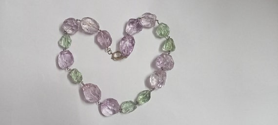 Vintage Pink Green Amethyst Faceted Tumble Necklace,19.5 " Inches Necklace,gift For Her,birthday Day Gift, Baby Shower Gift