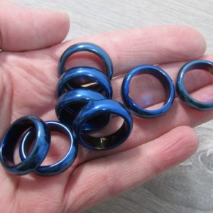 Shop Hematite Rings! Blue Hematite Ring 21 mm Size 7 Approx M103 | Natural genuine Hematite rings, simple unique handcrafted gemstone rings. #rings #jewelry #shopping #gift #handmade #fashion #style #affiliate #ad