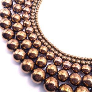 Shop Hematite Round Beads! Copper Hematite Smooth Round Beads 2mm 3mm 4mm 6mm 8mm 10mm 12mm 15.5" Strand | Natural genuine round Hematite beads for beading and jewelry making.  #jewelry #beads #beadedjewelry #diyjewelry #jewelrymaking #beadstore #beading #affiliate #ad