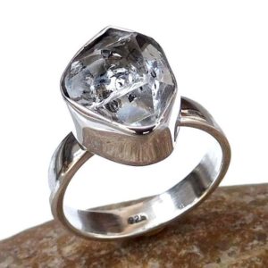 Herkimer Diamond Ring, Natural Herkimer Diamond Ring, Herkimer Diamond Crystal Ring, 925 Sterling Silver Herkimer Diamond Ring-H001 | Natural genuine Herkimer Diamond rings, simple unique handcrafted gemstone rings. #rings #jewelry #shopping #gift #handmade #fashion #style #affiliate #ad