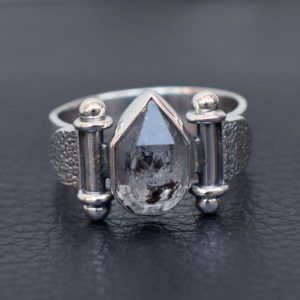 Herkimer Diamond Ring, Natural Herkimer Diamond Ring, Herkimer Diamond Crystal Ring, Raw Diamond Crystal Ring, 925 Sterling Silver Ring-U421 | Natural genuine Gemstone rings, simple unique handcrafted gemstone rings. #rings #jewelry #shopping #gift #handmade #fashion #style #affiliate #ad