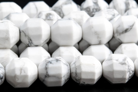 Genuine Natural Howlite Gemstone Beads 9x8mm White Faceted Bicone Barrel Drum Aaa Quality Loose Beads (117612)