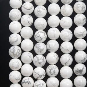 Shop Howlite Round Beads! Genuine Natural Howlite Gemstone Beads 12MM White Round AAA Quality Loose Beads (115616) | Natural genuine round Howlite beads for beading and jewelry making.  #jewelry #beads #beadedjewelry #diyjewelry #jewelrymaking #beadstore #beading #affiliate #ad