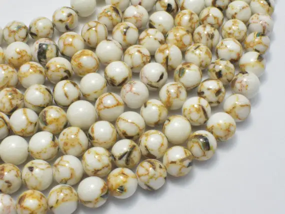 Shell Howlite-white, 8mm (8.5mm) Round Beads, 15.5 Inch, Full Strand, Approx. 49 Beads, Hole 1mm (275054026)