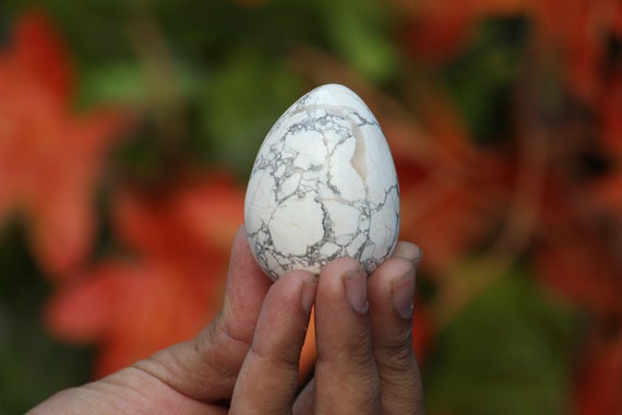 55mm Natural White Howlite Stone Healing Metaphysical Meditation Rekki Power Yoni Egg