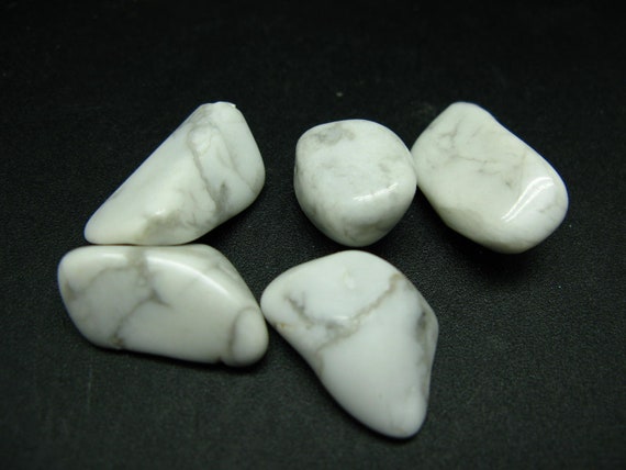 Lot Of 5 Genuine White Howlite Tumbled Stones From Mexico